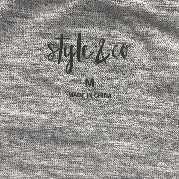 Style & Co Hamsa Gray V-Neck High Low Tee Medium - Picture 5 of 5